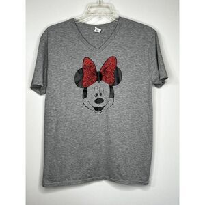 Minnie Mouse V-Neck Short Sleeve T Shirt on Gildan Softstyle Ring Spun Tag Large